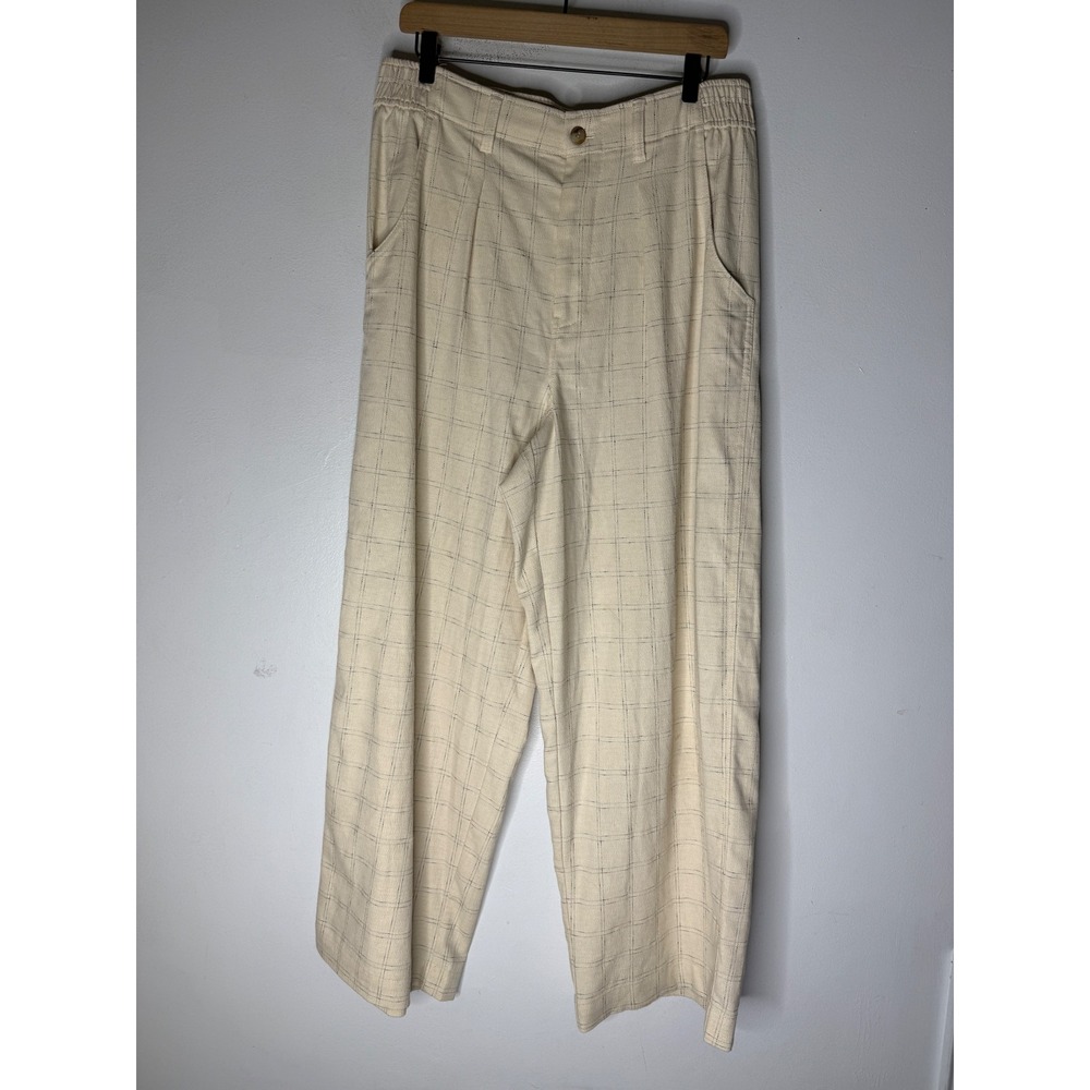 Madewell Neale Straight Leg Pants Cream Plaid Windowpane NI612 Womens 12